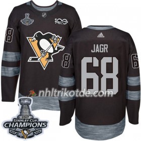 Pittsburgh Penguins Trikot Jaromir Jagr 68 1917-2017 100th Anniversary Adidas Schwarz 2017 Stanley Cup Champions Authentic - Herren
